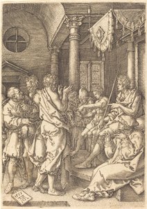 Dwóch starszych skazanych przez świadectwo Daniela, 1555. autorstwa Heinrich Aldegrever