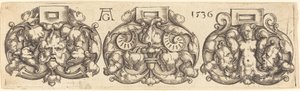 Trzy klamry pasów obok siebie, 1536. autorstwa Heinrich Aldegrever