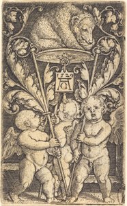 Trzy amorki i niedźwiedź, 1529. autorstwa Heinrich Aldegrever