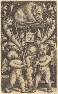 Trzy amorki i niedźwiedź, 1529. autorstwa Heinrich Aldegrever