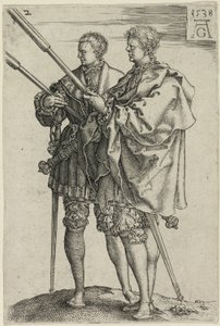 Dwóch Pochodni, płyta druga z Wielcy Tancerze Weselni autorstwa Heinrich Aldegrever