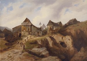Wioska w pobliżu Altenberg autorstwa Heinrich Eduard Müller