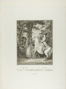 Spotkanie w lesie Boulogne, z Monument du Costume Physique et Moral de la fin du Dix-huitième siècle autorstwa Heinrich Guttenberg