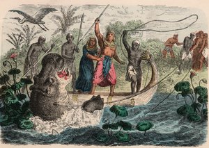 Starożytny Egipt: Faraon polujący na hipopotama, 1866