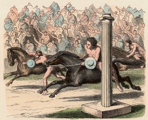 Starożytna Grecja: sport: szybkie wsiadanie i zsiadanie z konia autorstwa Heinrich Leutemann