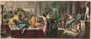 Starożytny Rzym: bankiet z występem gladiatorów autorstwa Heinrich Leutemann