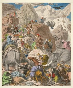 Hannibal Przejście przez Alpy, wyd. 1866 (grawerowanie ręcznie kolorowane)