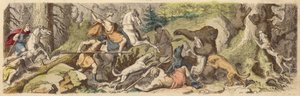 Polowanie na niedźwiedzie w starożytnej Grecji (kolorowy grawerunek) autorstwa Heinrich Leutemann