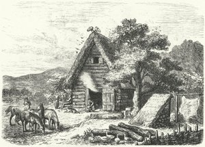 Stary niemiecki dom wiejski (rycina) autorstwa Heinrich Leutemann