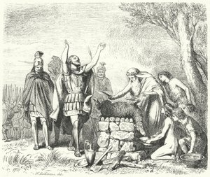 Pauzaniasz składa ofiarę Bogom przed bitwą pod Plataea, 479 pne (rycina) autorstwa Heinrich Leutemann
