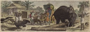 Scena w Bengalu, Indie (kolorowy grawerunek) autorstwa Heinrich Leutemann