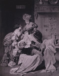Scena z Wesołych żon z Windsoru Szekspira (Akt III, Scena 3) (lito) autorstwa Heinrich Lossow