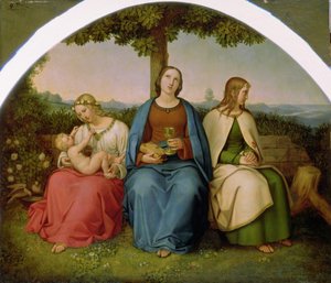Wiara, nadzieja i miłość, 1819 (olej na drewnie) autorstwa Heinrich Maria von Hess