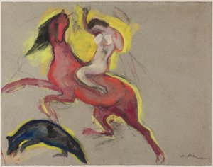 Amazonka z koniem. Studium "Bitwy Amazonek" w zamku Drove, ok. 1911-12 (pastel, gwasz i kreda na papierze)