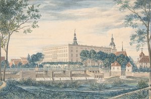 Widok zamku Dessau od wschodu, 1820 r. autorstwa Heinrich Olivier