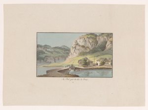 Widok na Le Pont w pobliżu Lac de Joux Au Pont prés du Lac de Joux (tytuł na obiekcie) Widoki Szwajcarii (tytuł serii) Collection de quelques vues dessinées en Suisse d