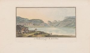 Widok na Les Charbonnières na Lac de Joux w Charbonieres, niedaleko Lac de Joux (tytuł na obiekcie) Krajobrazy w Szwajcarii (tytuł serii) Zbiór kilku perspektyw w Szwajcarii (tytuł serii)