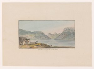 Gezicht op Les Charbonnières bij het Lac de Joux w Charbonieres, niedaleko Lac de Joux (tytuł na obiekcie) Gezichten op Zwitserland (tytuł serii) Zbiór niektórych poglądów zaczerpniętych w Szwajcarii z natury (tytuł serii)