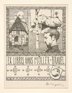 Ekslibris: Ekslibris Hans Mueller-Blauel autorstwa Heinrich Vogeler