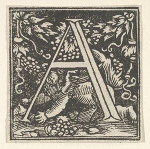 Pierwsza litera A z putto, ca. 1538. autorstwa Heinrich Vogtherr