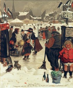 Berlińskie lodowisko autorstwa Heinrich Zille