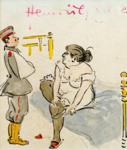 Ranny żołnierz i prostytutka autorstwa Heinrich Zille