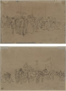 Pasażerowie na parowiec Ren (recto) Pasażerowie na parowiec Ren (verso) autorstwa Heinrich von Mayr