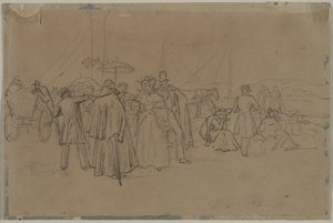 Pasażerowie parowca Rhine recto, drugi lub trzeci kwartał XIX wieku. autorstwa Heinrich von Mayr