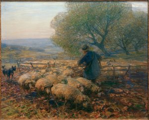 Owce, opuszczające zagrodę autorstwa Heinrich von Zügel