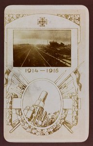 I wojna światowa: Ukraina w latach 1914-1916 podczas najazdu wojsk niemieckich. Tory kolejowe (zdjęcie czarno-białe)