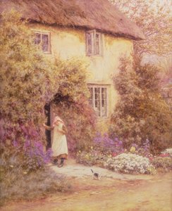 Drzwi do domku (akwarela) autorstwa Helen Allingham