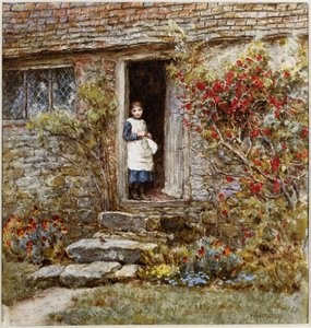Corcorus Japonica (akwarela z wydrapaniem) autorstwa Helen Allingham