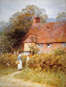 Domek w Witley, Surrey (akwarela na papierze) autorstwa Helen Allingham