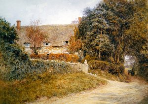 Karmienie gołębi (akwarela na papierze) autorstwa Helen Allingham