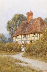 Na zakupy (akwarela z wydrapaniem) autorstwa Helen Allingham