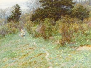 Pierwiosnki na Surrey Heath (wc na papierze) autorstwa Helen Allingham