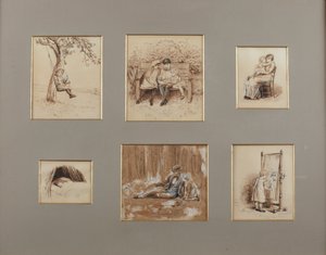 Rymy dla młodzieży (pisak w sepii i pranie na papierze) autorstwa Helen Allingham