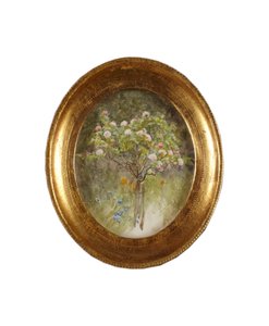 Krzak róży i irysy (akwarela na papierze) autorstwa Helen Allingham
