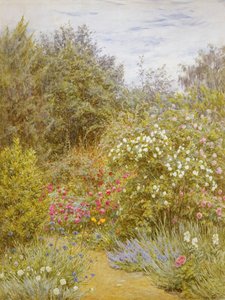 Róże w Surrey Garden (wc na papierze) autorstwa Helen Allingham