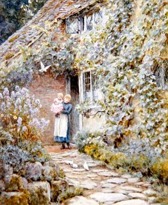 Vine Cottage (akwarela na papierze) autorstwa Helen Allingham