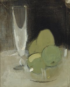 Zielone jabłka i kieliszek do szampana, 1934. autorstwa Helene Schjerfbeck