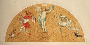 Projekt do dekoracji wnętrz (grafit, długopis i akwarela na papierze) autorstwa Helwig Reinhard Hochapfel