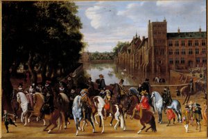 Rodzina książąt Orańskich Reprezentacja Maurycego de Nassau, księcia Orańskiego, na siwym koniu, Frederic Henri d