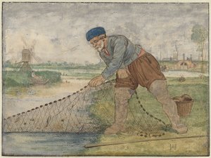 Rybak ciągnący w swojej sieci autorstwa Hendrick Avercamp
