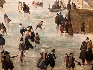 Niderlandzki: IJslandschap / Łyżwiarstwo Zimowy krajobraz z licznymi łyżwiarzami autorstwa Hendrick Avercamp