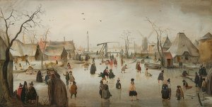 Jazda na łyżwach w mieście. Około 1610 r.
