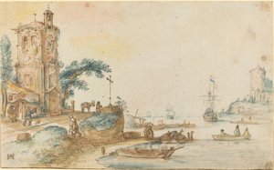 Scena z wieżą po lewej stronie autorstwa Hendrick Avercamp