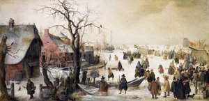 Scena zimowa na kanale autorstwa Hendrick Avercamp