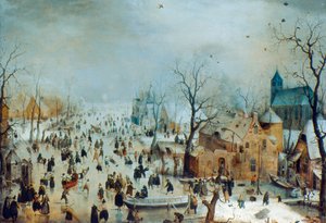 Scena zimowa z łyżwiarzami, c1608