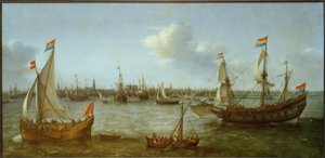 Widok na Ij w pobliżu Amsterdamu autorstwa Hendrick Cornelisz. Vroom